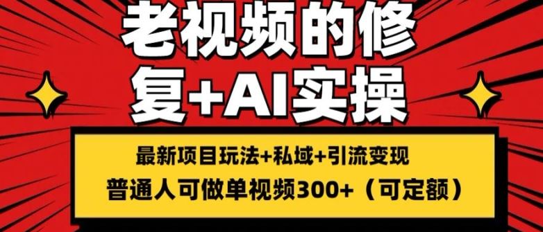 修复老视频的玩法，搬砖+引流的变现(可持久)，单条收益300+【揭秘】-怡宝聊项目