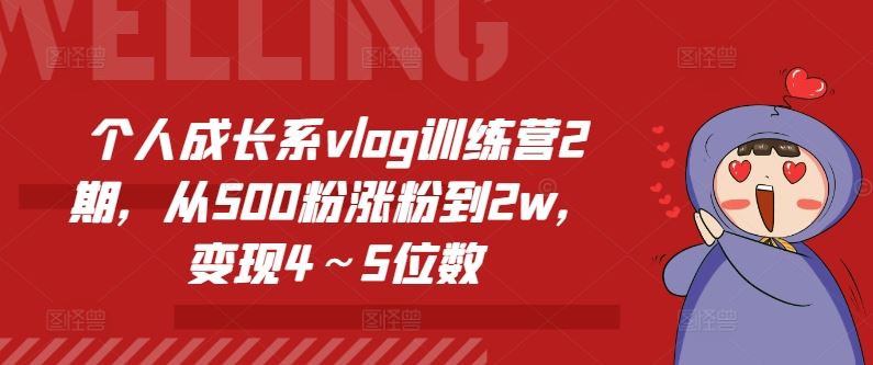 个人成长系vlog训练营2期，从500粉涨粉到2w，变现4～5位数-怡宝聊项目