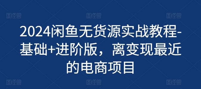 2024闲鱼无货源实战教程-基础+进阶版，离变现最近的电商项目-怡宝聊项目