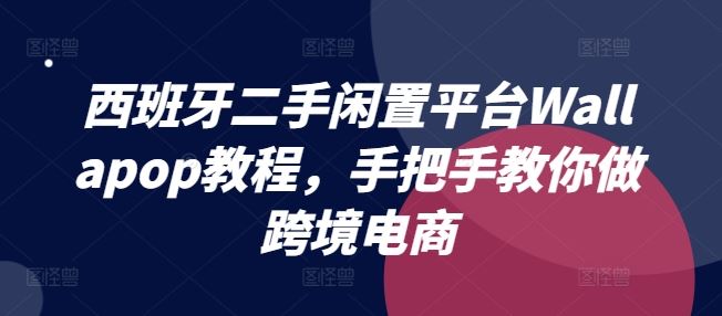 西班牙二手闲置平台Wallapop教程，手把手教你做跨境电商-怡宝聊项目