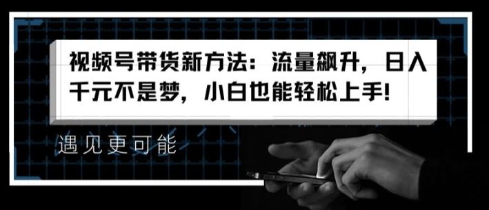 视频号带货新方法：流量飙升，日入千元不是梦，小白也能轻松上手【揭秘】-怡宝聊项目