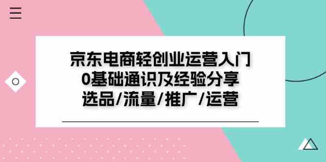 京东电商轻创业运营入门0基础通识及经验分享：选品/流量/推广/运营-怡宝聊项目