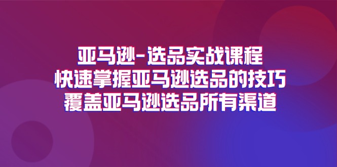 （11620期）亚马逊-选品实战课程，快速掌握亚马逊选品的技巧，覆盖亚马逊选品所有渠道-怡宝聊项目