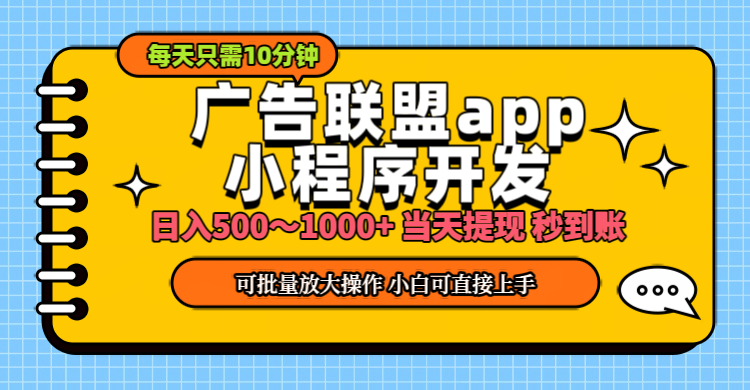 （11645期）小程序开发 广告赚钱 日入500~1000+ 小白轻松上手！-怡宝聊项目