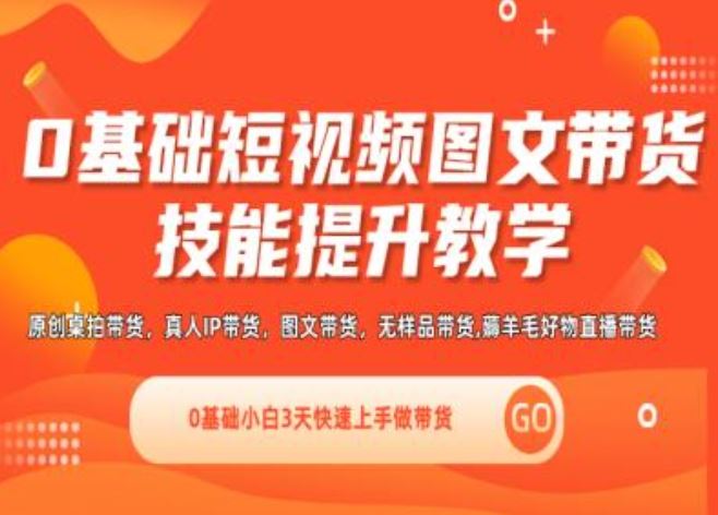 0基础短视频图文带货实操技能提升教学(直播课+视频课),0基础小白3天快速上手做带货-怡宝聊项目