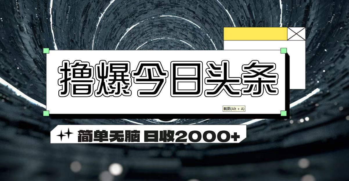（11665期）撸爆今日头条 简单无脑操作 日收2000+-怡宝聊项目
