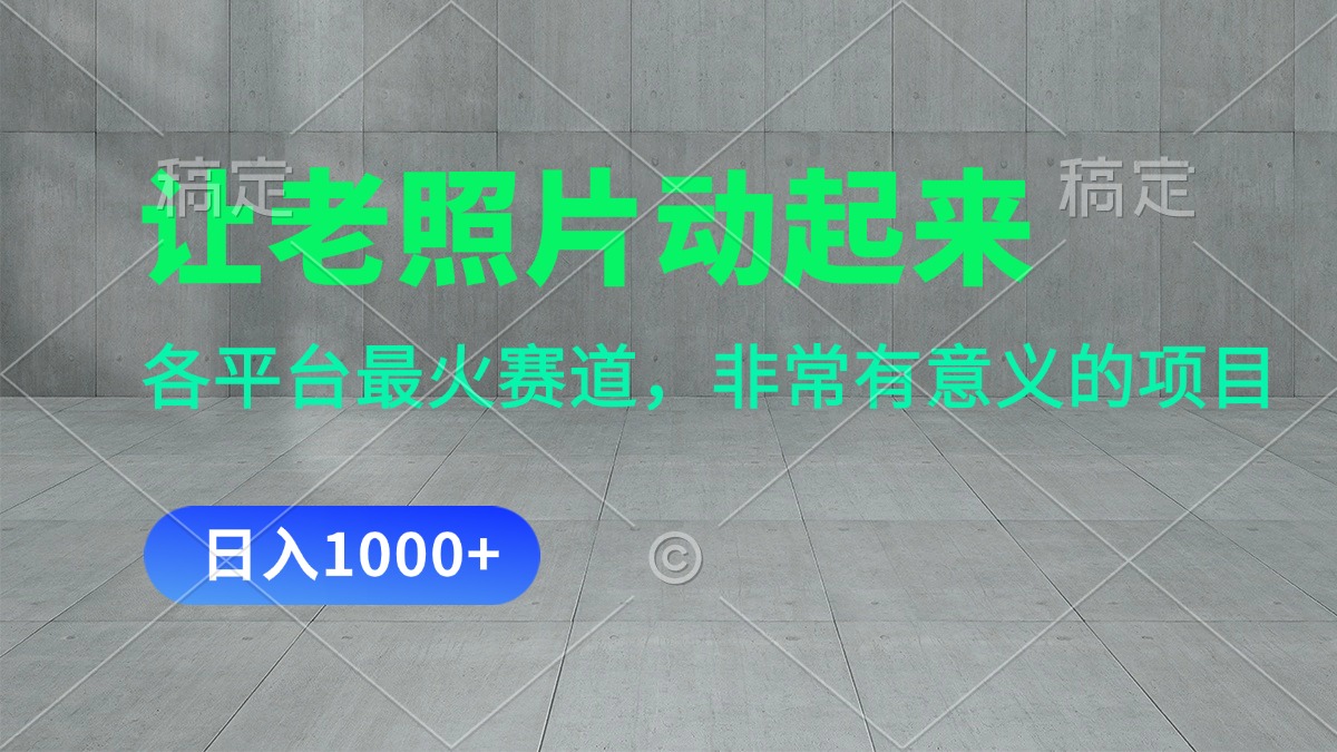 （11671期）让老照片动起来，一天变现1000+，各平台最火赛道，看完就会-怡宝聊项目