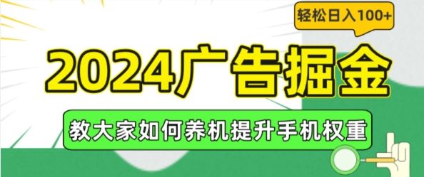 2024广告掘金，教大家如何养机提升手机权重，轻松日入100+【揭秘】-怡宝聊项目