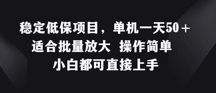 稳定低保项目，单机一天50+适合批量放大 操作简单 小白都可直接上手【揭秘】-怡宝聊项目