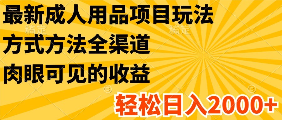 最新成人用品项目玩法，方式方法全渠道，肉眼可见的收益，轻松日入2000+-怡宝聊项目