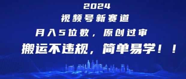 2024视频号新赛道，月入5位数+，原创过审，搬运不违规，简单易学【揭秘】-怡宝聊项目