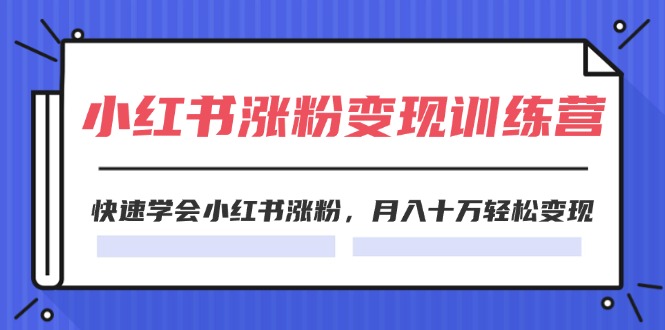 2024小红书19天涨粉变现特训营，快速学会小红书涨粉，月入十万轻松变现（42节）-怡宝聊项目