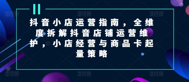 抖音小店运营指南，全维度拆解抖音店铺运营维护，小店经营与商品卡起量策略-怡宝聊项目