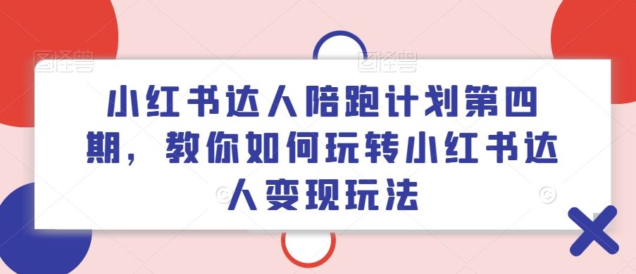 小红书达人陪跑计划第四期，教你如何玩转小红书达人变现玩法-怡宝聊项目