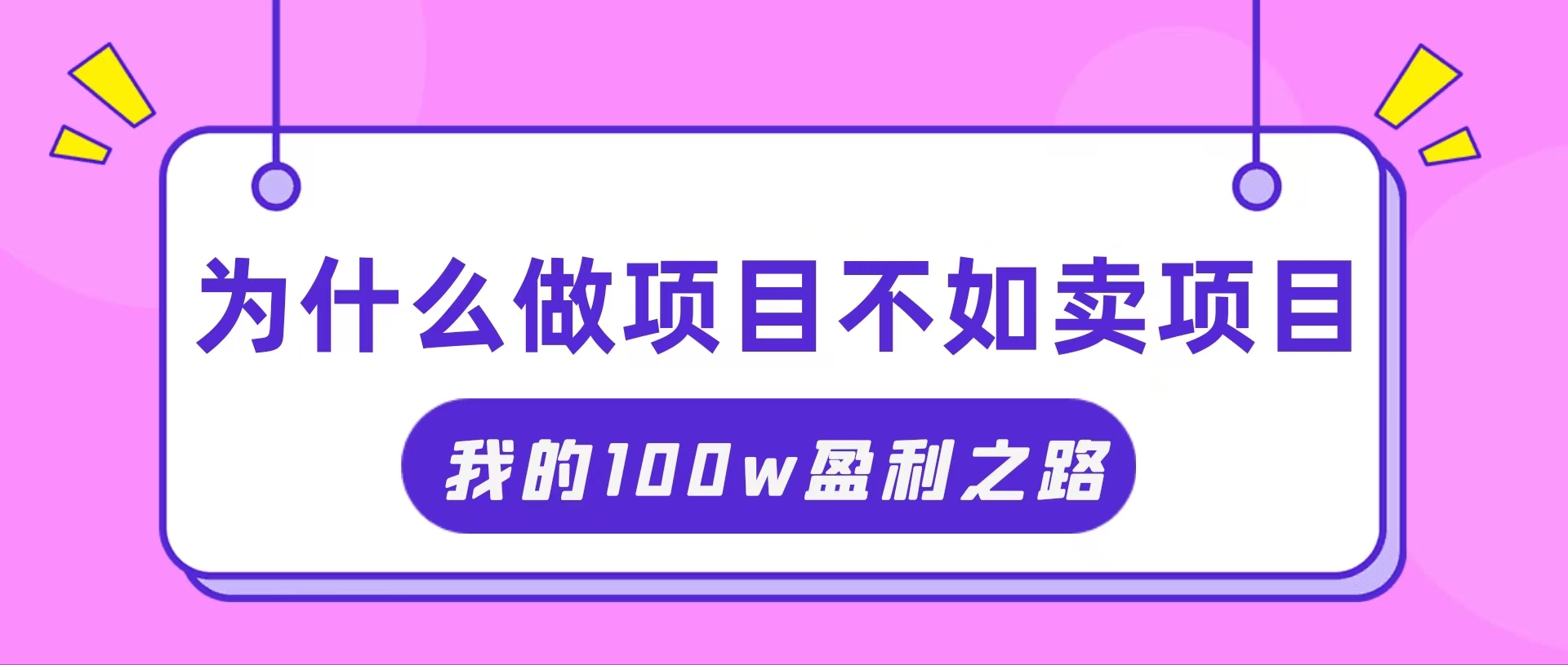 （11893期）抓住互联网创业红利期，我通过卖项目轻松赚取100W+-怡宝聊项目