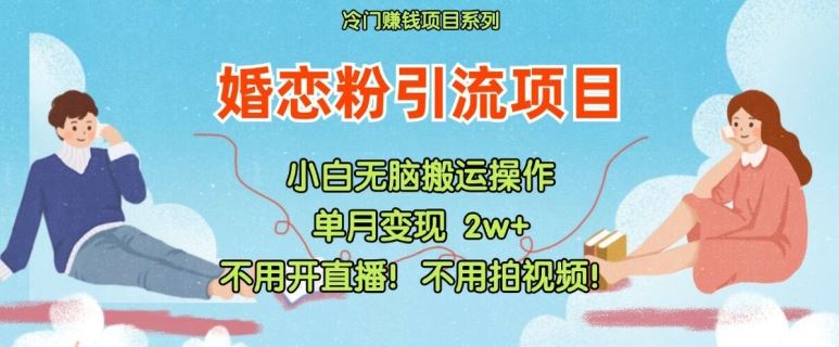 小红书婚恋粉引流，不用开直播，不用拍视频，不用做交付【揭秘】-怡宝聊项目