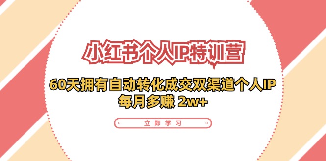 小红书个人IP陪跑营：两个月打造自动转化成交的多渠道个人IP，每月收入2w+（30节）-怡宝聊项目