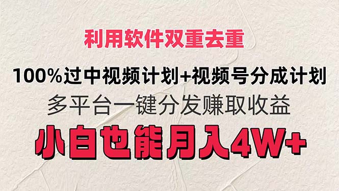 （11862期）利用软件双重去重，100%过中视频+视频号分成计划小白也可以月入4W+-怡宝聊项目
