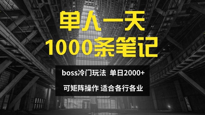 单人一天1000条笔记，日入2000+，BOSS直聘的正确玩法【揭秘】-怡宝聊项目