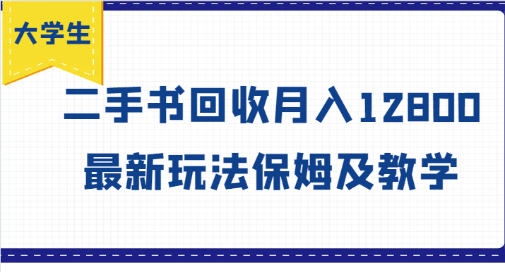 大学生创业风向标，二手书回收月入12800，最新玩法保姆及教学-怡宝聊项目