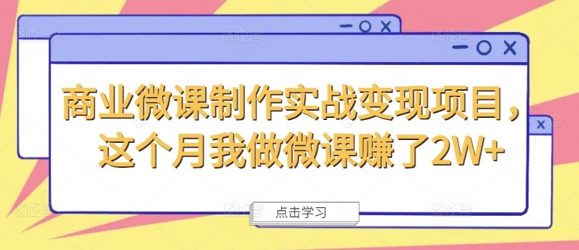 商业微课制作实战变现项目，这个月我做微课赚了2W+-怡宝聊项目