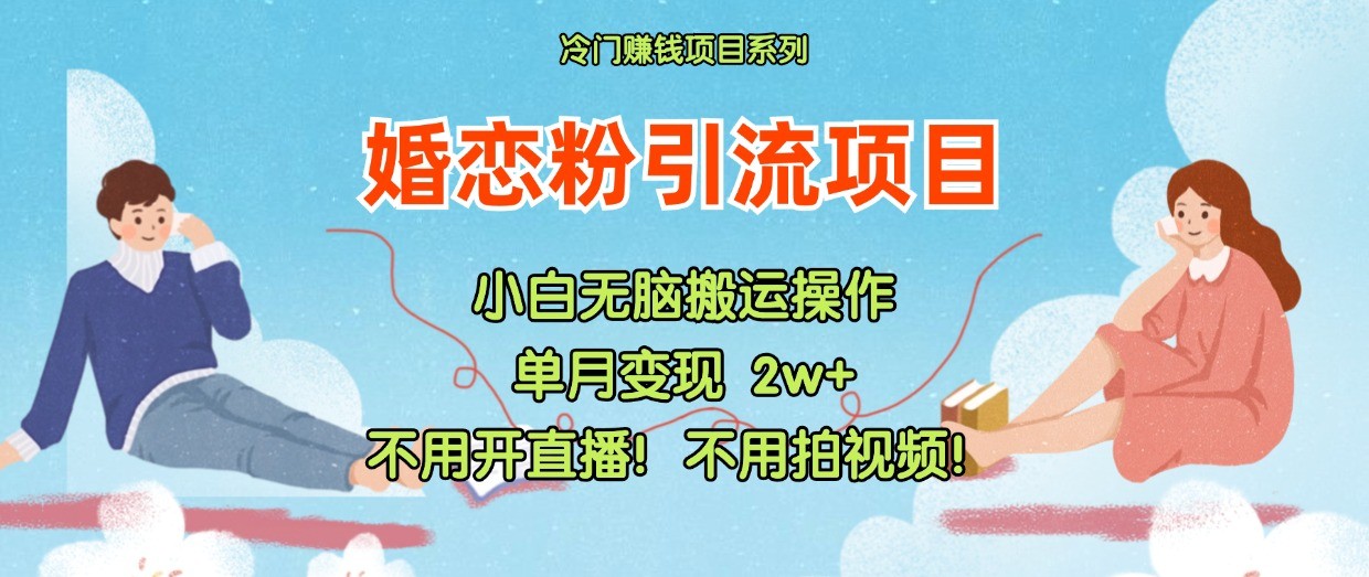 小红书婚恋粉引流，不用开直播！不用拍视频！不用做交付-怡宝聊项目