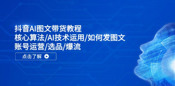 抖音AI图文带货教程：核心算法/AI技术运用/如何发图文/账号运营/选品/爆流-怡宝聊项目