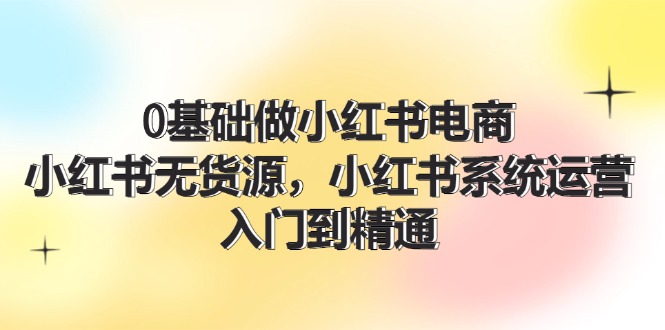 0基础做小红书电商，小红书无货源系统运营，入门到精通 (70节)-怡宝聊项目