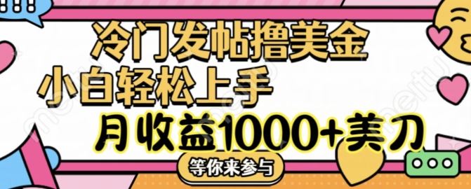 冷门发帖撸美金项目，月收益1000+美金，简单无脑，干就完了【揭秘】-怡宝聊项目