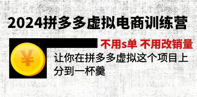 （12024期）2024拼多多虚拟电商训练营 不s单 不改销量  做虚拟项目分一杯羹(更新10节)-怡宝聊项目
