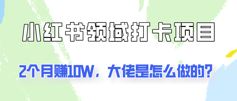 通过小红书领域打卡项目2个月赚10W，大佬是怎么做的？-怡宝聊项目