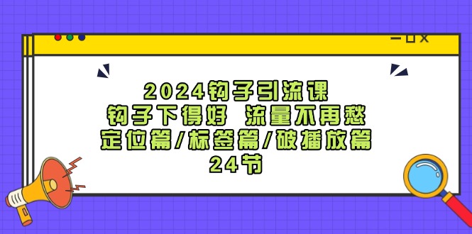 2024钩子引流课：钩子下得好流量不再愁，定位篇/标签篇/破播放篇/24节-怡宝聊项目