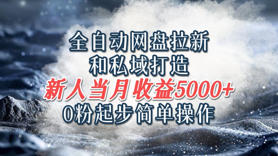 全自动网盘拉新和私域打造，0粉起步简单操作，新人入门当月收益5000以上-怡宝聊项目