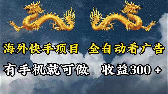 （12175期）海外快手项目，利用工具全自动看广告，每天轻松 300+-怡宝聊项目