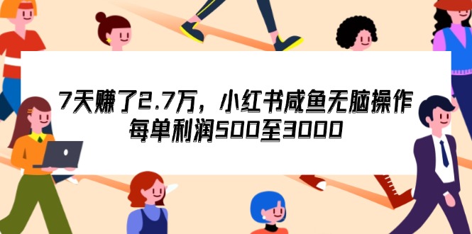 （12192期）7天收了2.7万，小红书咸鱼无脑操作，每单利润500至3000-怡宝聊项目