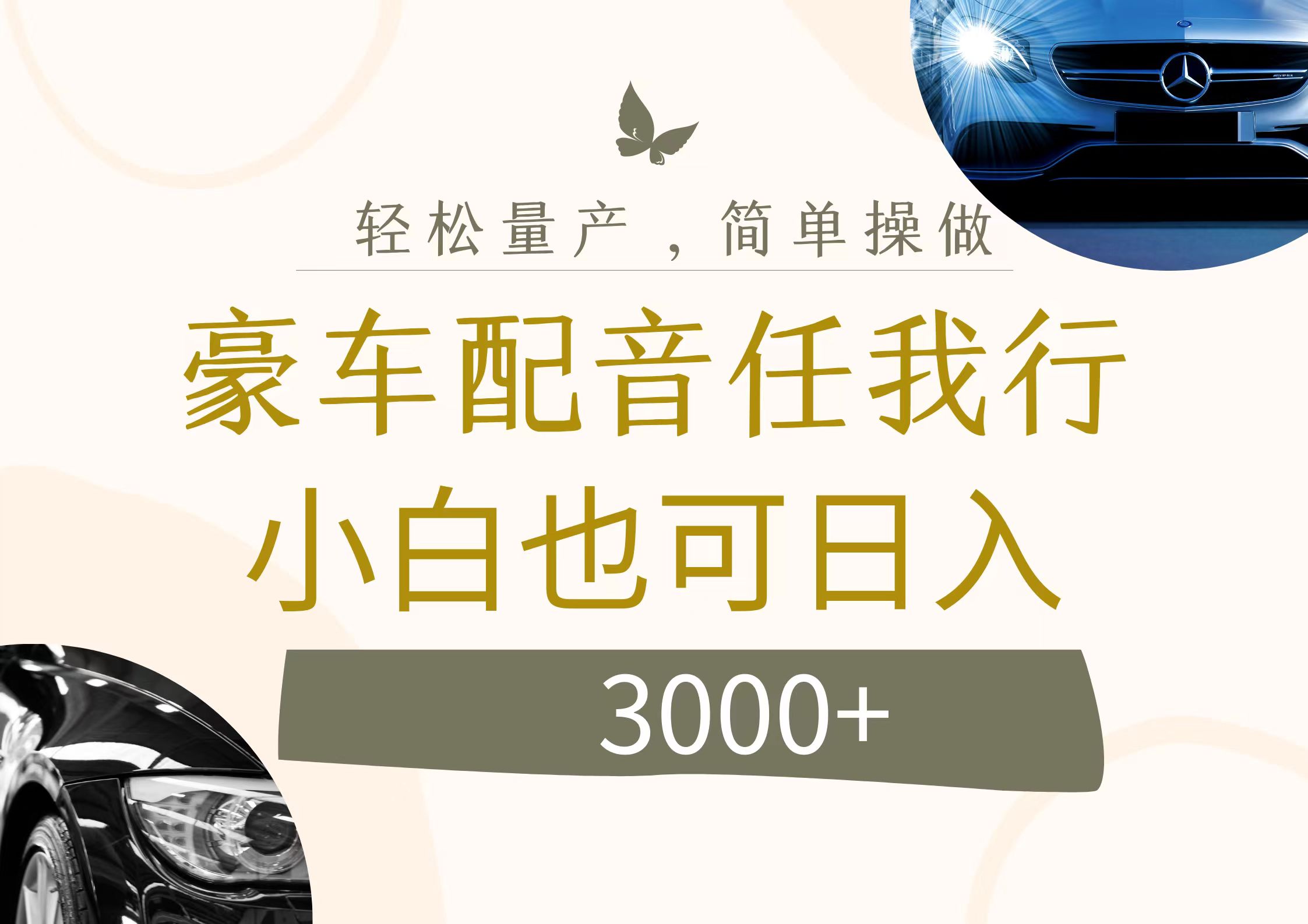 （12206期）不为人知的暴力小项目，豪车配音，日入3000+-怡宝聊项目