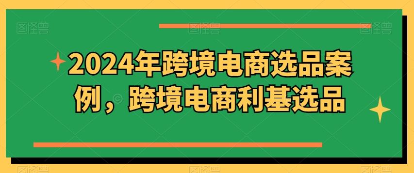 2024年跨境电商选品案例，跨境电商利基选品（更新）-怡宝聊项目