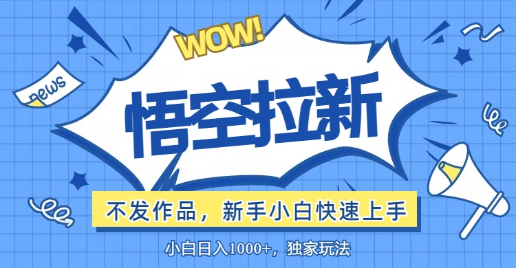 （12243期）悟空拉新最新玩法，无需作品暴力出单，小白快速上手-怡宝聊项目