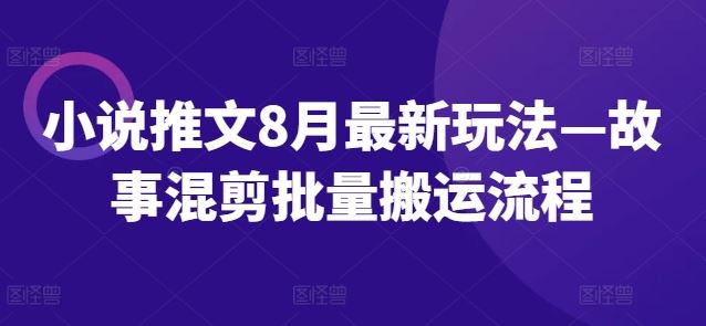 小说推文8月最新玩法—故事混剪批量搬运流程-怡宝聊项目