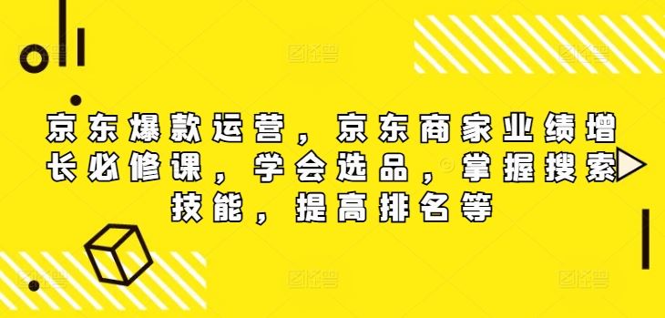京东爆款运营，京东商家业绩增长必修课，学会选品，掌握搜索技能，提高排名等-怡宝聊项目