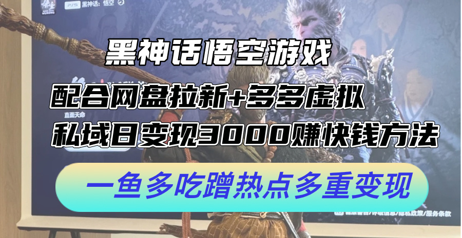 （12316期）黑神话悟空游戏配合网盘拉新+多多虚拟+私域日变现3000+赚快钱方法。…-怡宝聊项目