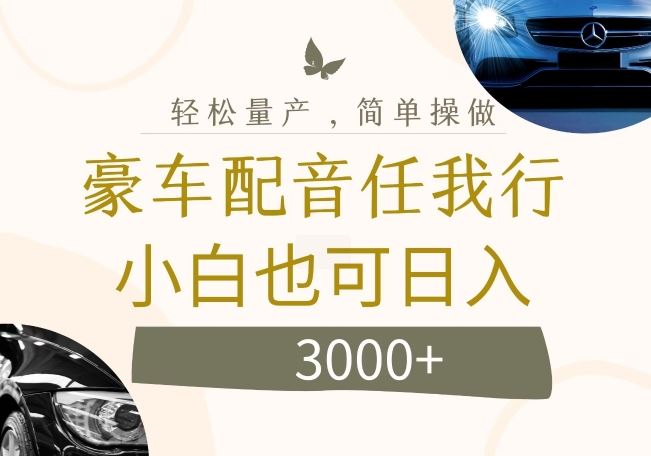 不为人知的暴力小项目，豪车配音，日入几张【揭秘】-怡宝聊项目