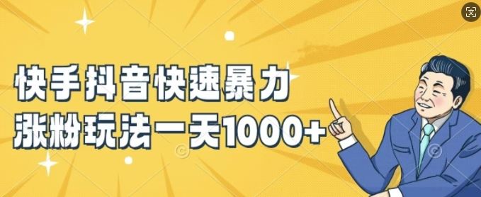 快手抖音快速暴力涨粉玩法，新手小白也能学会，一天1k+【揭秘】-怡宝聊项目