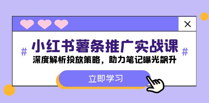 小红书-薯条推广实战课：深度解析投放策略，助力笔记曝光飙升-怡宝聊项目