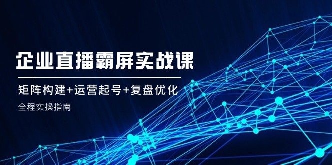 （12338期）企 业 直 播 霸 屏实战课：矩阵构建+运营起号+复盘优化，全程实操指南-怡宝聊项目