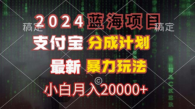 （12339期）2024蓝海项目，支付宝分成计划，暴力玩法，刷爆播放量，小白月入20000+-怡宝聊项目