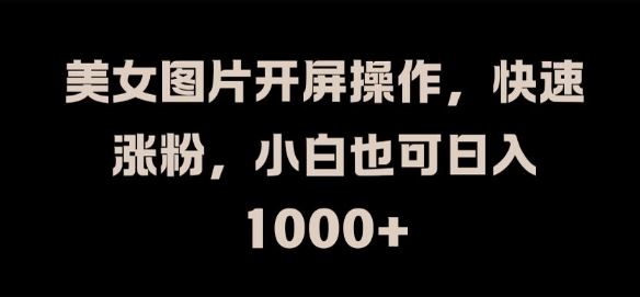 美女图片开屏操作，快速涨粉，小白也可日入1k【揭秘】-怡宝聊项目