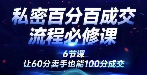 私密百分百成交流程线上训练营，绝对成交，让60分卖手也能100分成交-怡宝聊项目
