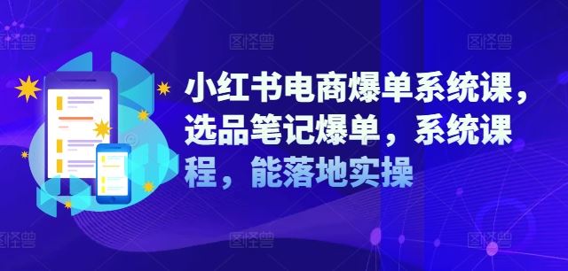 小红书电商爆单系统课，选品笔记爆单，系统课程，能落地实操-怡宝聊项目