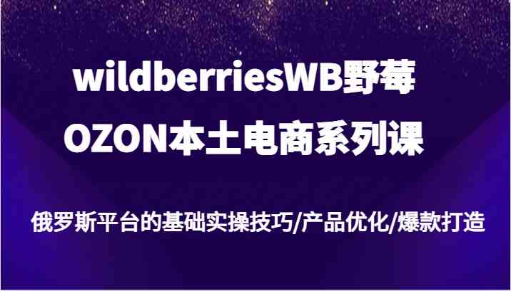 wildberriesWB野莓/OZON本土电商系列课，俄罗斯平台的基础实操技巧/产品优化/爆款打造-怡宝聊项目